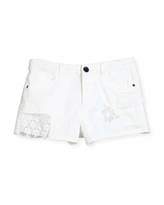 Thumbnail for your product : Mayoral Stretch Denim Lace-Trim Shorts, White, Size 8-16