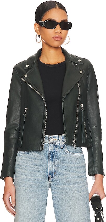 Forest Green Leather Jacket | ShopStyle