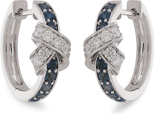 Hueb Fitas Bahia 14K White Gold, London Blue Topaz & Diamond Knot Huggie Earrings