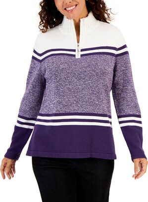 Karen Scott Women's Mapleton Half-Zip Cotton Sweater, Created for Macy's
