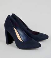 Thumbnail for your product : New Look Wide Fit Navy Suedette Block Heel Courts