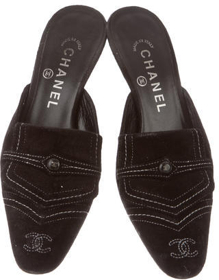 Chanel Suede CC Mules