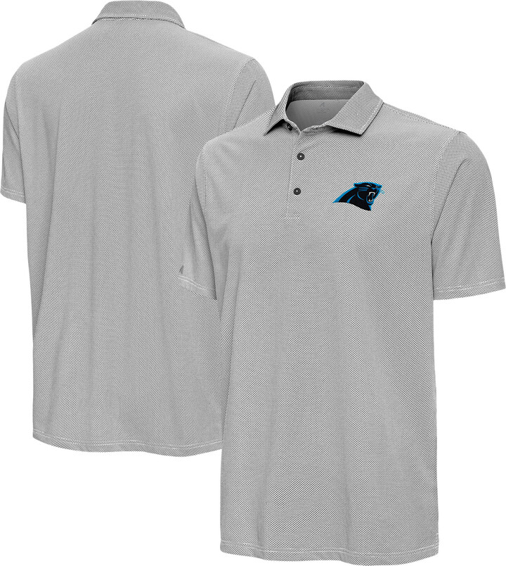 Men's Antigua Black/White Carolina Panthers Pave Polo
