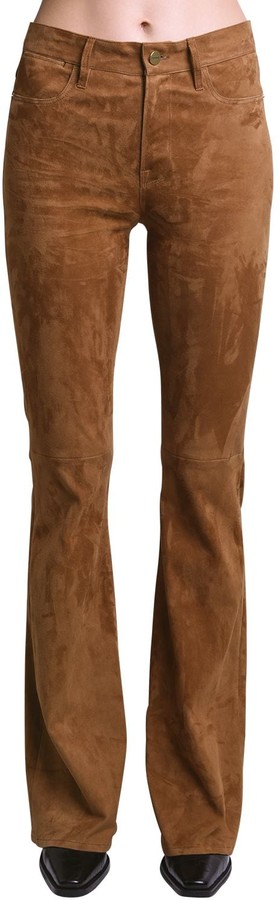 Brown suede flare pants Clearance