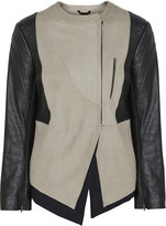 Thumbnail for your product : Leon Francis Storm leather and quilted jersey jacket