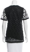 Thumbnail for your product : Derek Lam Short Sleeve Lace-Overlay Top