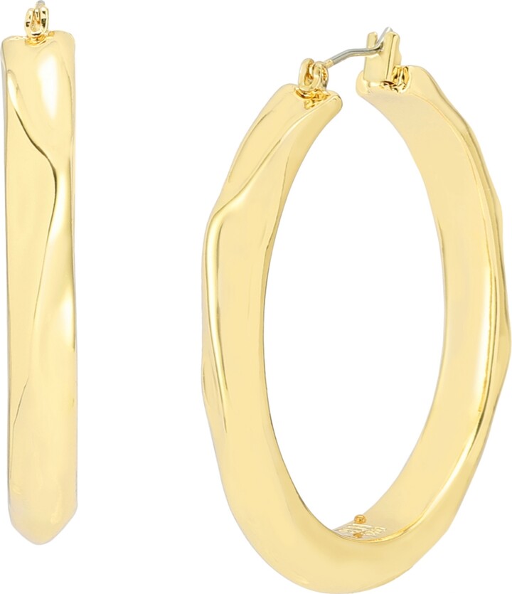 Robert Lee Morris Soho Gold Thin Textured Hoop Earrings