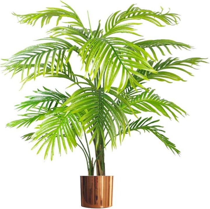 Leaf 130cm Artificial Areca Palm Tree Realistic with Copper Metal