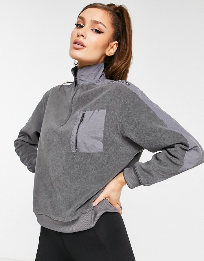 HIIT microfleece 1/4 zip sweatshirt in gray - ShopStyle