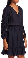 Thumbnail for your product : Parker Fletcher Ruched Three-Quarter Sleeve Ruffle Dress
