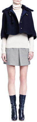 Chloé Houndstooth Split-Front Skirt, Black/White