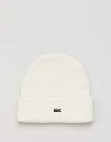 Thumbnail for your product : Lacoste Live L!VE text logo beanie in white
