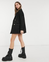 Thumbnail for your product : New Look soft textured oversized blazer coat in black