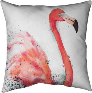 Begin Edition International Inc. Splashing Flamingo Indoor / Outdoor Square Throw Pillow Cover