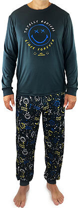 Smiley World SmileyWorld Mens Crew Neck Long Sleeve 2-pc. Pajama Sets