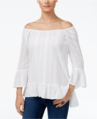 Style&Co. Style & Co Ruffled-Hem Pleated Top, Only at Macy's