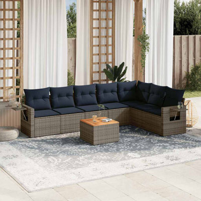 VidaXL 8 Piece Patio Sofa Set With Cushions Poly Rattan