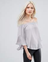 Thumbnail for your product : AX Paris Bardot Top With Flute Sleeves