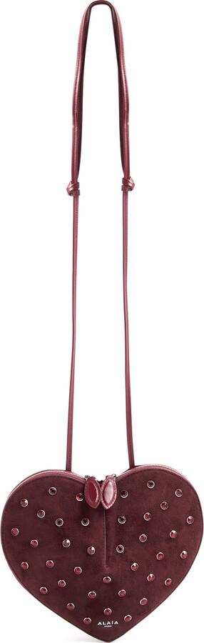 Alaia Le Coeur Crystal-embellished Suede Cross-body bag