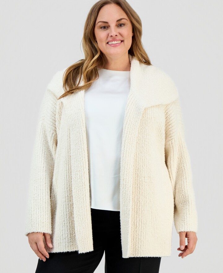 Jones New York Plus Size Wide-Collar Cardigan Sweater