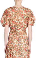 Thumbnail for your product : Isabel Marant Fleming Belted Floral-Burnout Short-Sleeve Wrap Top