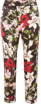 Erdem - Ginnie Cropped Floral-print Silk-satin Straight-leg Pants - Black