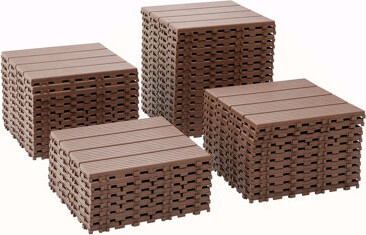 junzc Plastic Interlocking Decking Tiles 44 Packs Of Terrace Decking Tiles 12 Inches X 12 Inches Waterproof For All-Weather Use Backyard Pool Decking Til
