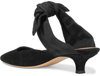 The Row Coco Suede And Moire Pumps - Black