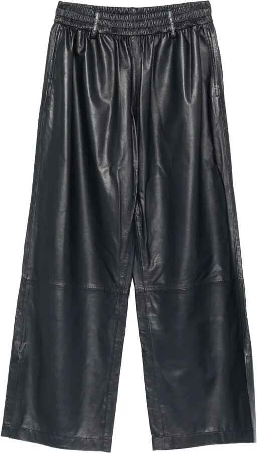 Utzon Elasticated-Waist Leather Trousers