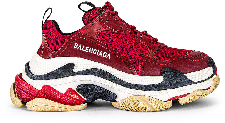 Balenciaga Triple S Sneakers in Bordeaux & Tricolor | FWRD - ShopStyle