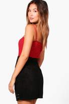 Thumbnail for your product : boohoo Embroidered Applique Stud Front Mini Skirt