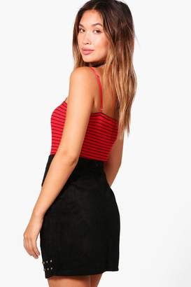 boohoo Embroidered Applique Stud Front Mini Skirt