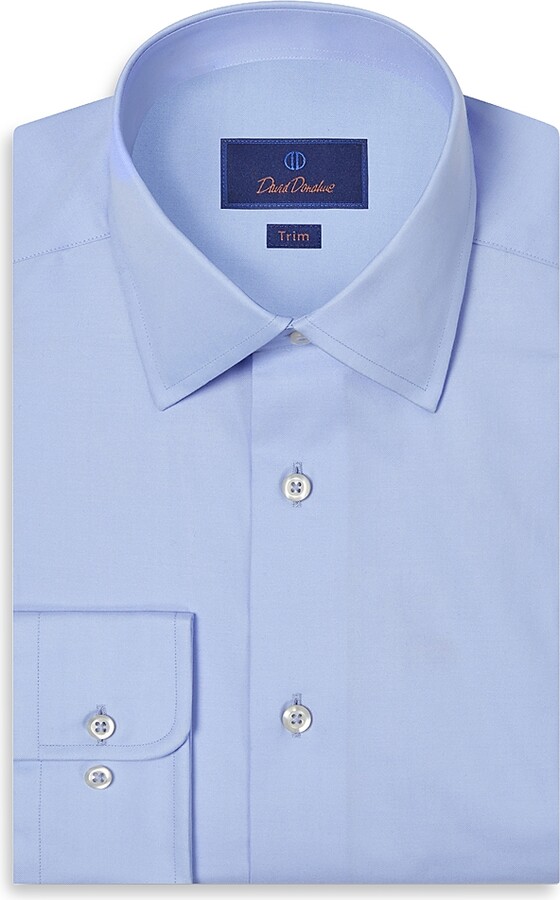 David Donahue Super Fine Twill Trim Fit Dress Shirt