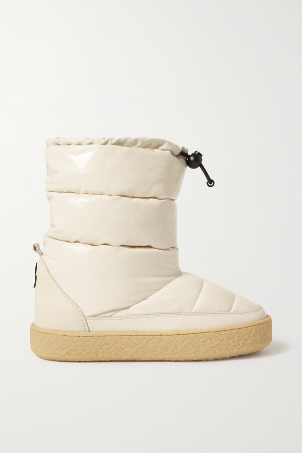 Isabel Marant Zerik Leather-trimmed Quilted Padded Patent-vinyl Snow Boots  - Off-white - ShopStyle
