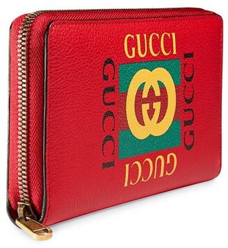 Gucci Print leather zip around wallet