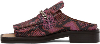 Martine Rose Pink Snake Open Toe Loafers