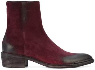 Haider Ackermann pointed distressed two tone boots