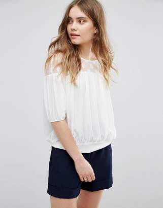 Traffic People 3/4 Sleeve Top With Lace Yoke