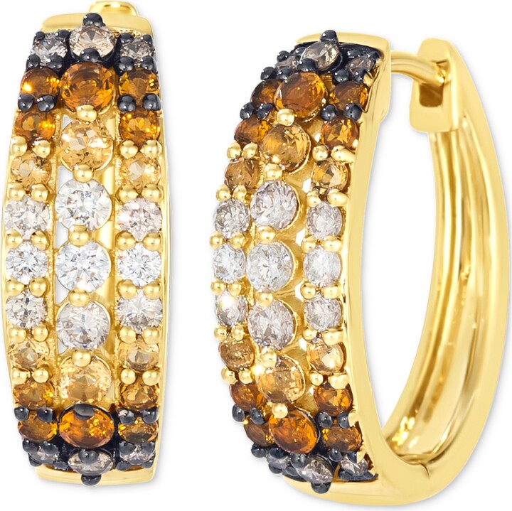 LeVian Desert Ombre Citrine (1/2 ct. t.w.) & Diamond (1/2 ct. t.w.) Triple Row Small Hoop Earrings 0.71\
