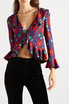 Thumbnail for your product : Saint Laurent Ruffled Floral-print Crepe Blouse - Red