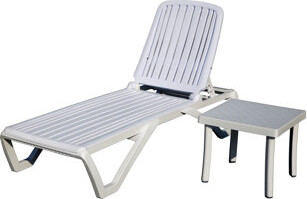 Latitude Run Outdoor Chaise Lounge Pool Lounge Chair Plastic Adjustable Recliner In-Pool Lounger Tanning Lounge Chair With Table For In-Pool Beach Poolside Law