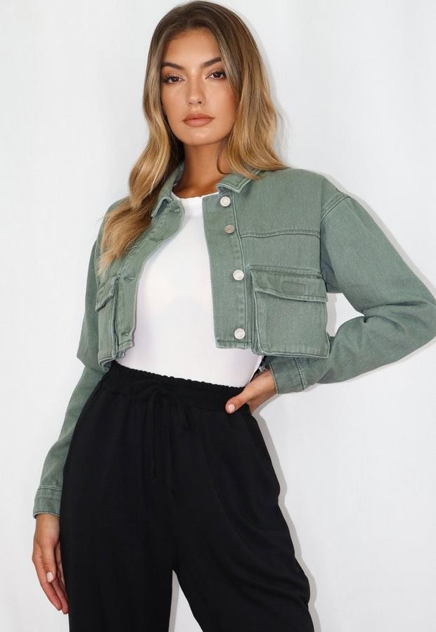 khaki crop jacket