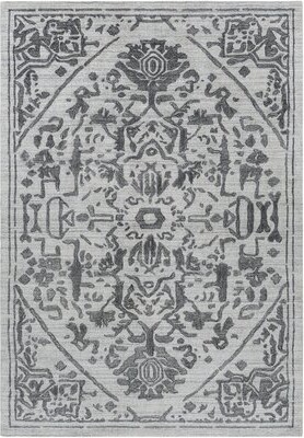 One Allium Way Malonne Oriental Hand Knotted Light Gray Area Rug