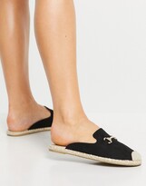 Thumbnail for your product : London Rebel espadrille mules with saffle trim in black