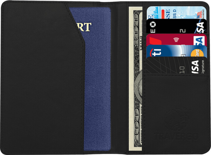 GoGreen Power TraverGo PU Leather Passport Holder, Black TR1240BK