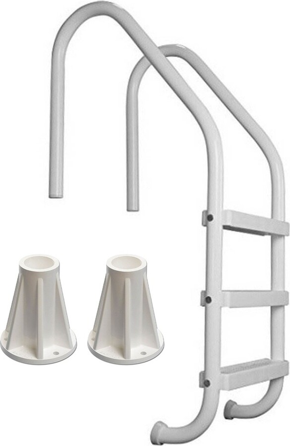 Saftron 3 Step High Impact Polymer Finish Inground Pool Ladder, White