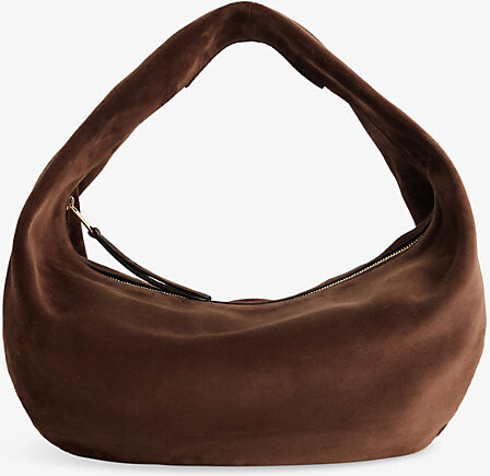 KHAITE Womens Dark Brown Olivia Medium Suede Hobo Bag