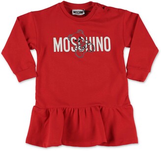 MOSCHINO BAMBINO Logo Printed Long Sleeve Dress