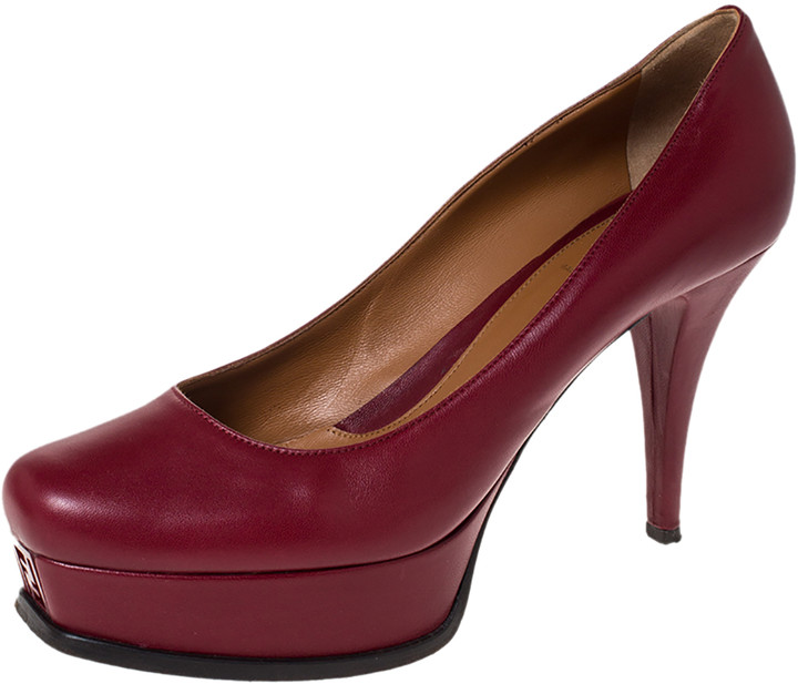 burgundy platform pumps
