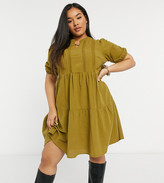 Thumbnail for your product : Junarose tiered smock dress in khaki